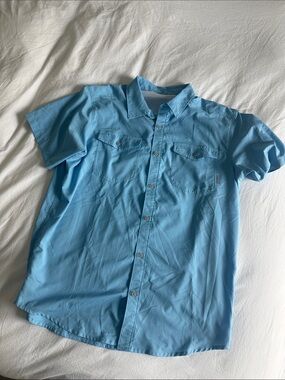 Columbia Men's Sky Blue Short-Sleeve Button-Up Shirt
